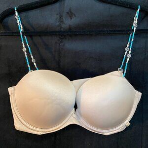 Turquoise & silver beaded bra straps